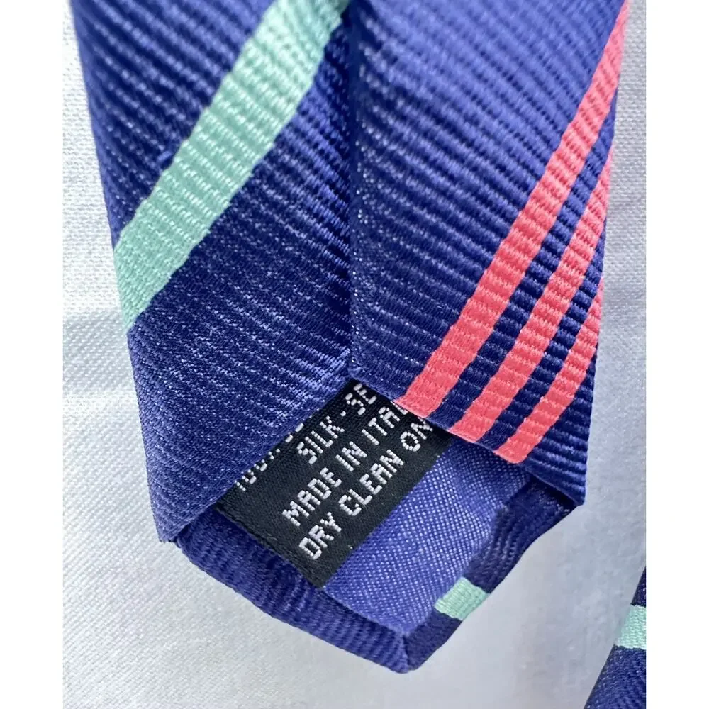 ETON-Blue Check Woven Silk, Mens Self.Tie Designer Dress Tie Preowned